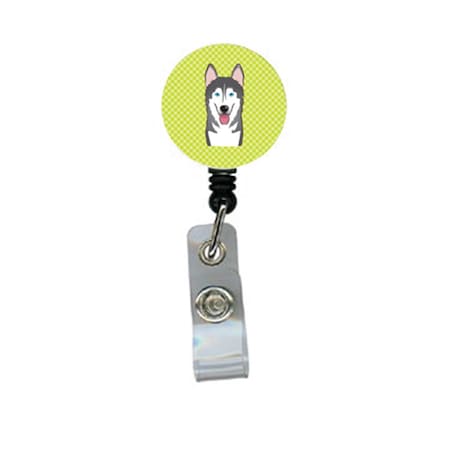 Teacher&Aposs Aid Checkerboard Lime Green Alaskan Malamute Retractable Badge Reel TE2930344